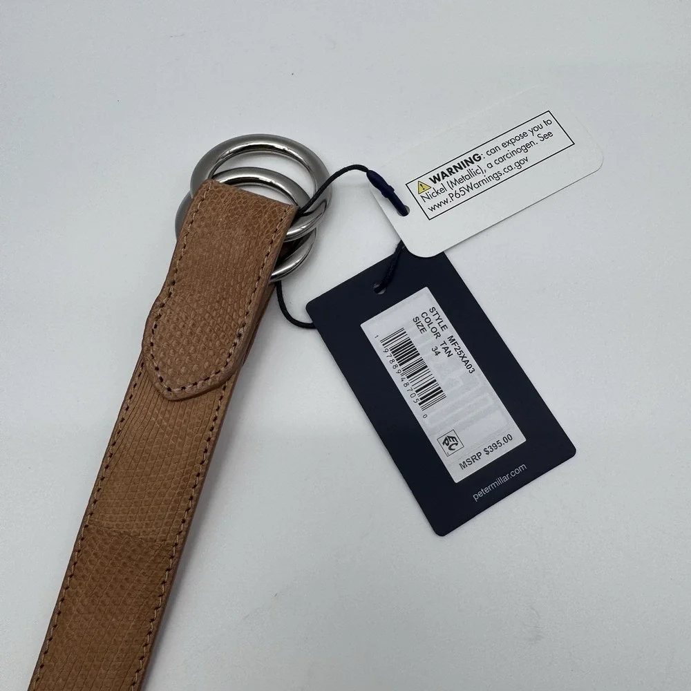 PETER  MILLAR Crown Crafted Genuine Exotic Leather O-Ring Belt Size 34 MSRP $395